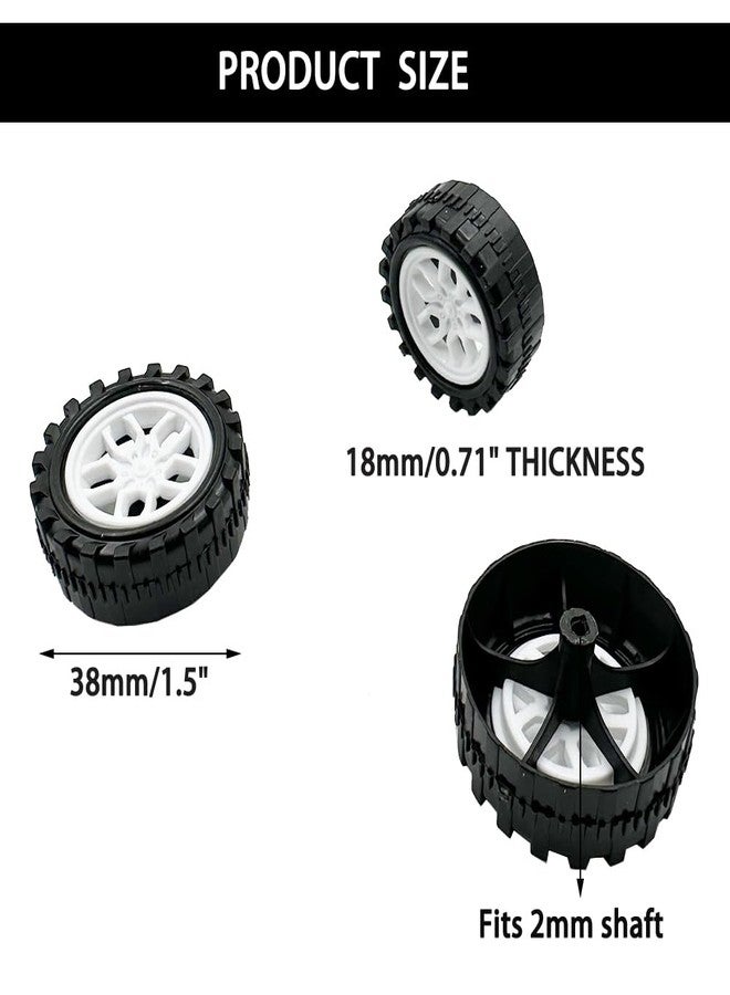 URIMPAVIDO 10PCS 38mm Toy Car Wheels 2mm Dia Shaft Plastic Car Wheels with 5PCS Shaft Round Rod Axles for RC Car Truck Robot DIY Model Toy Building Accessories (2x18x38mm) - Image 3